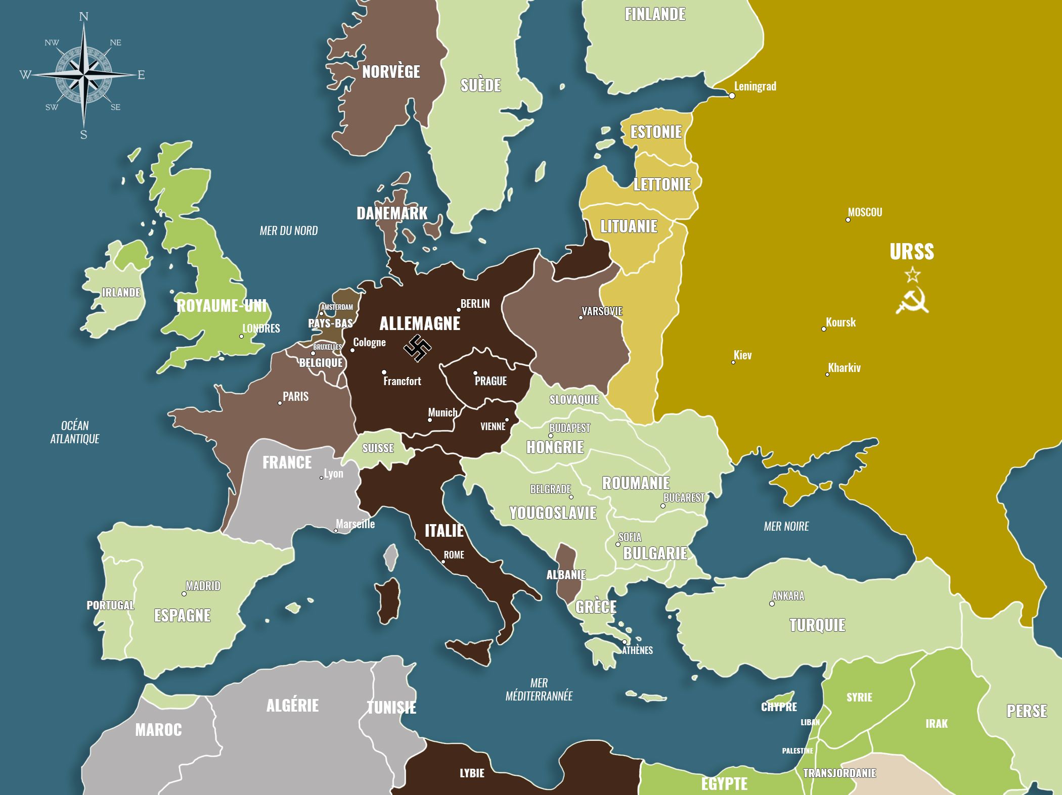 Carte de l'Europe en 1940