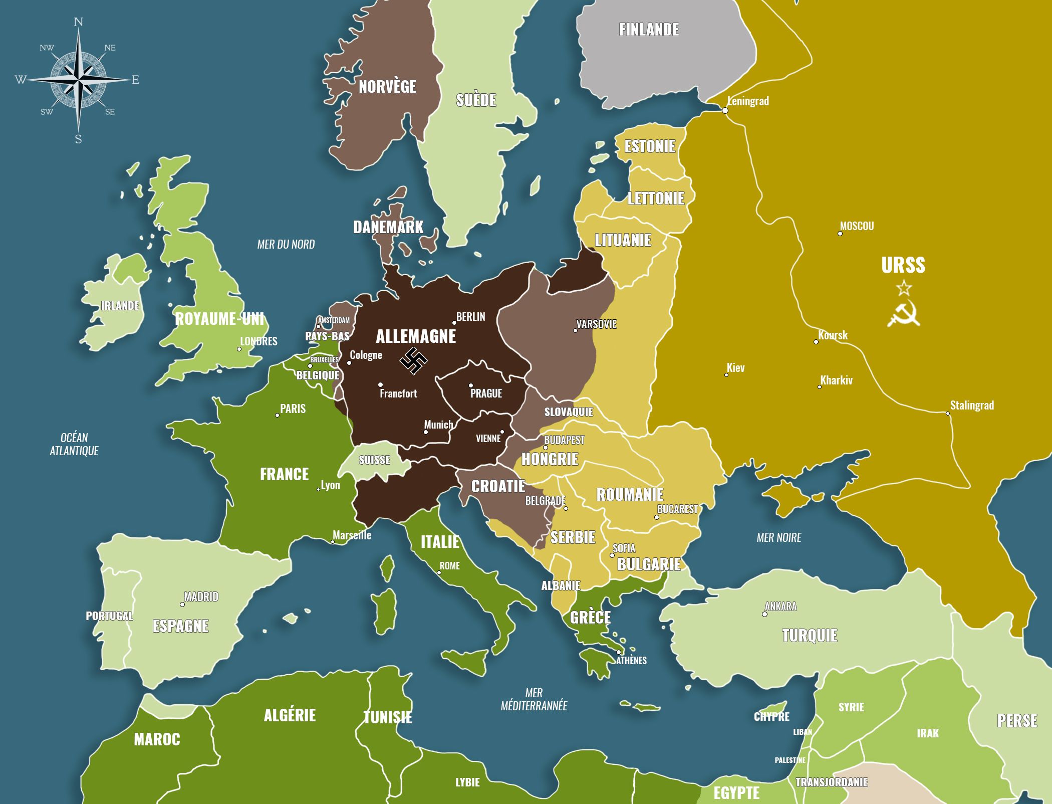 Carte de l'Europe en 1940